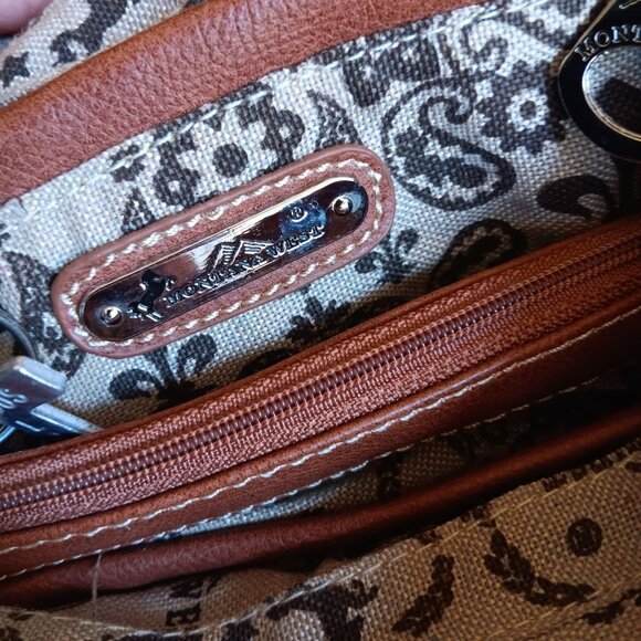 Montana West Western Style Brown Faux Leather Handbag Studded Cross Buckle - Picture 9 of 10